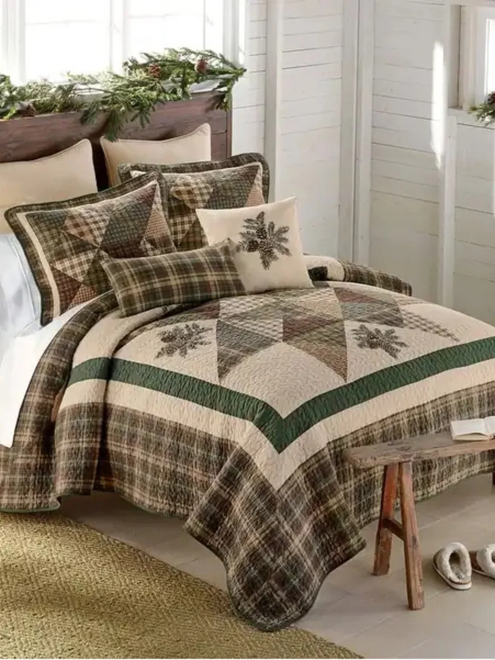 Donna Sharp Pine Star Cotton Pieced Quilt Collection Sz KING MSRP: $270.01. NEW